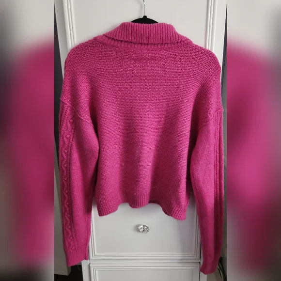 Free People Fuchsia Collared Sweater Size M NWT - Picture 7 of 11
